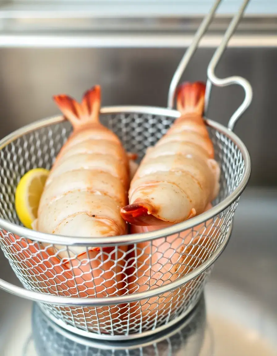 Cestello in rete d'acciaio per scongelamento frutti di mare