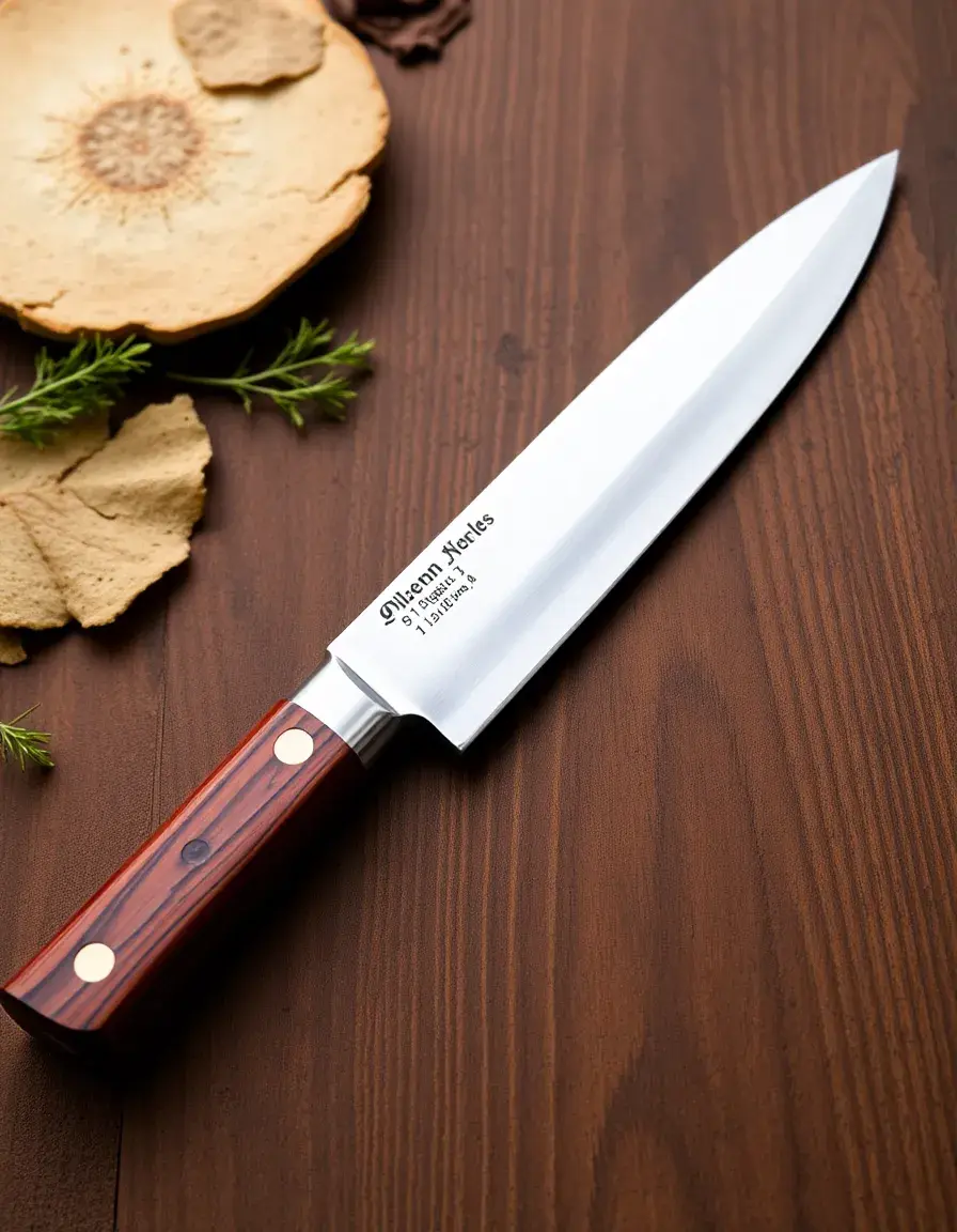 Coltello da carne affilato per tagliare ossobuco di vitello