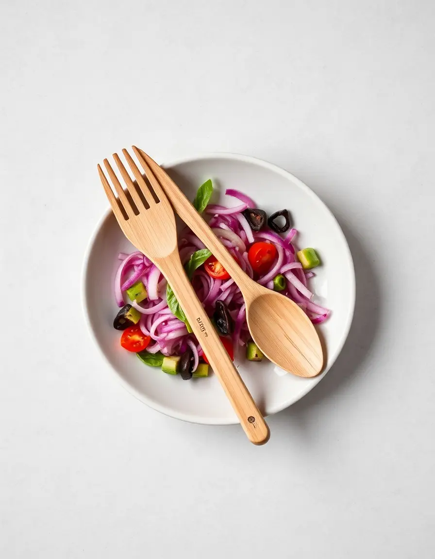 Posate da insalata in bambù