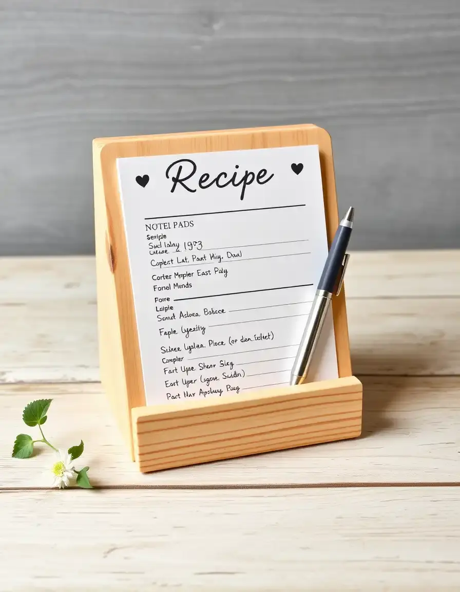 Note Pad Holder in legno per ricette e appunti