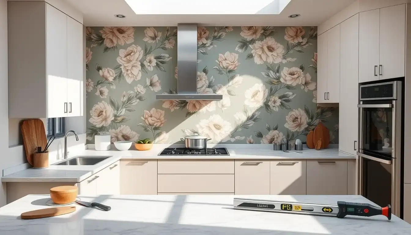 Kitchen Wallpaper Ideas: Tools for Installation and Maintenance